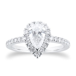 06018339 - Platinum 0.80cttw Diamond Pear Cut Halo Engagement Ring