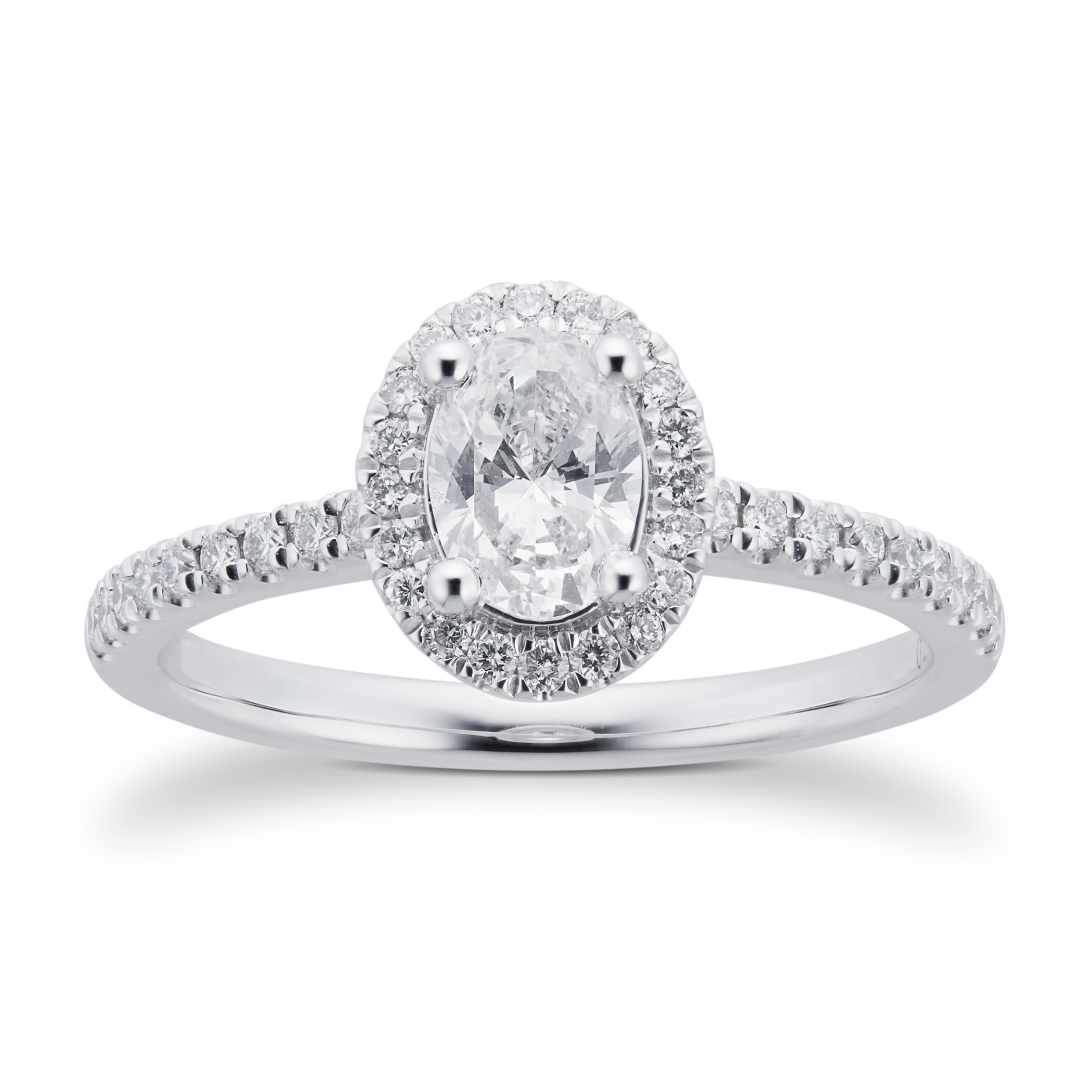 Goldsmiths Platinum 0.74cttw Diamond Oval Halo Engagement Ring