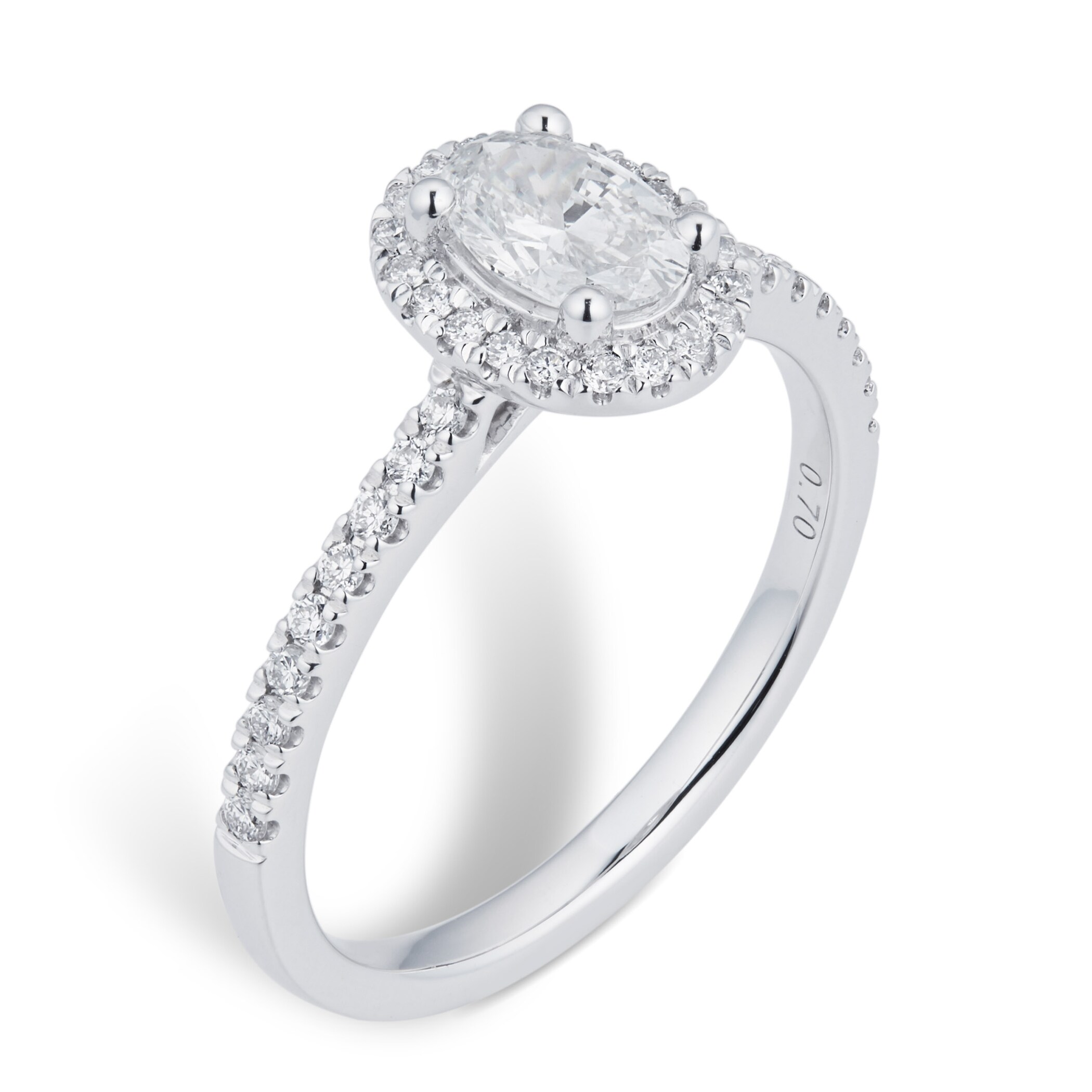Goldsmiths Platinum 0.74cttw Diamond Oval Halo Engagement Ring