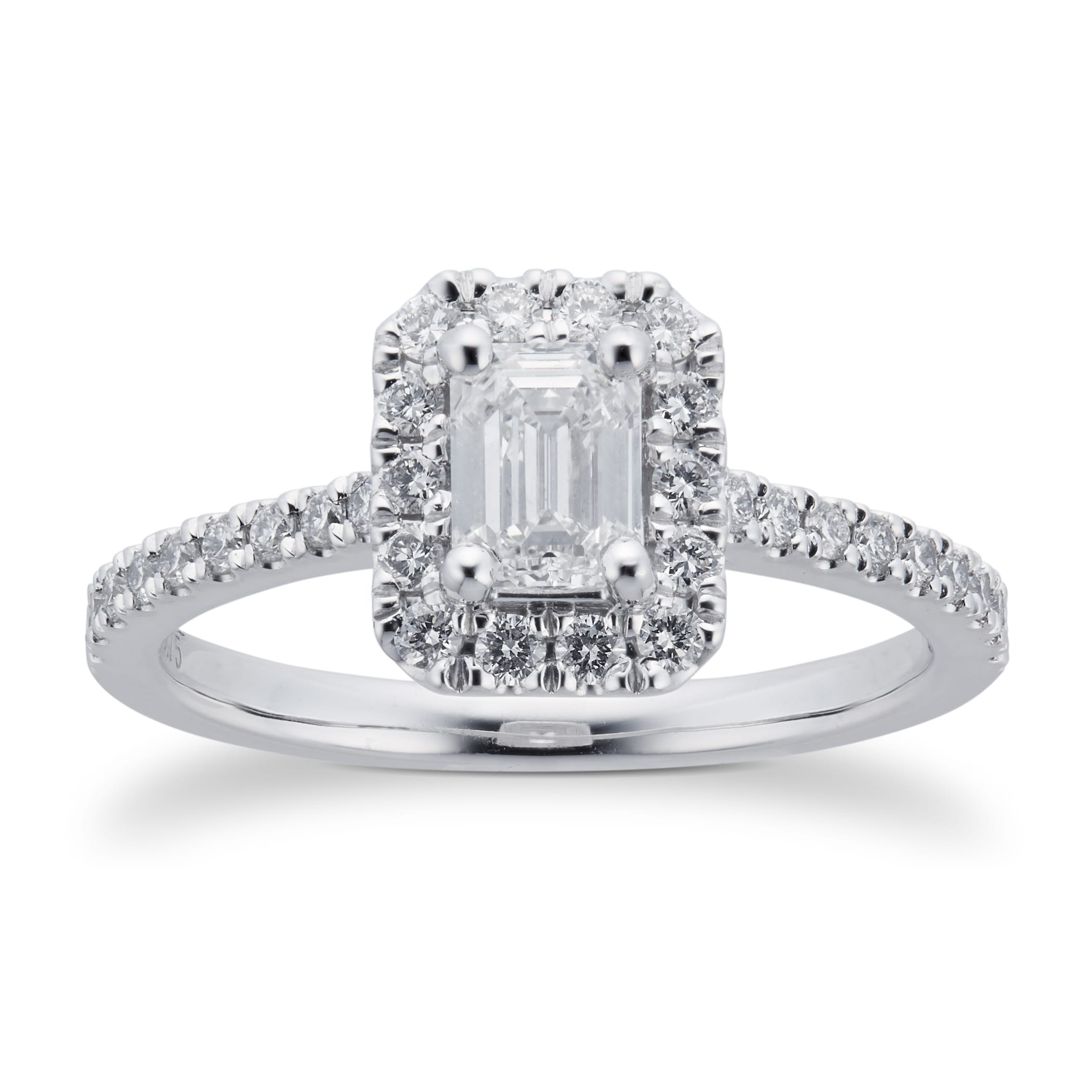 Goldsmiths Platinum 0.75cttw Diamond Emerald Cut Halo Engagement Ring Goldsmiths Platinum 0.75cttw Diamond Emerald Cut Halo Engagement Ring