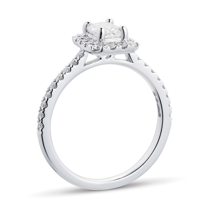 Goldsmiths Platinum 0.75cttw Diamond Emerald Cut Halo Engagement Ring