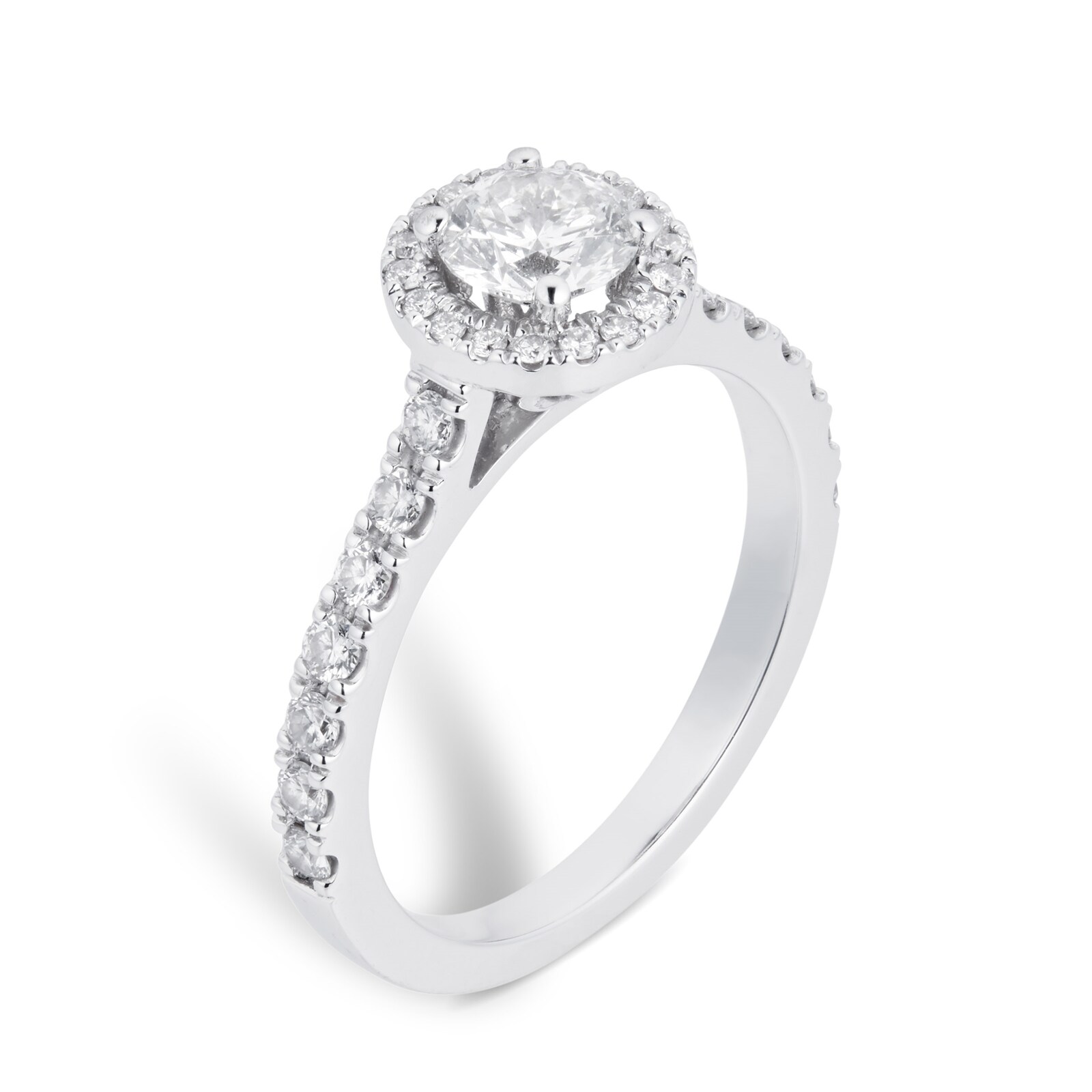 Goldsmiths 18ct White Gold 1.00cttw Goldsmiths Brightest Diamond Halo ...