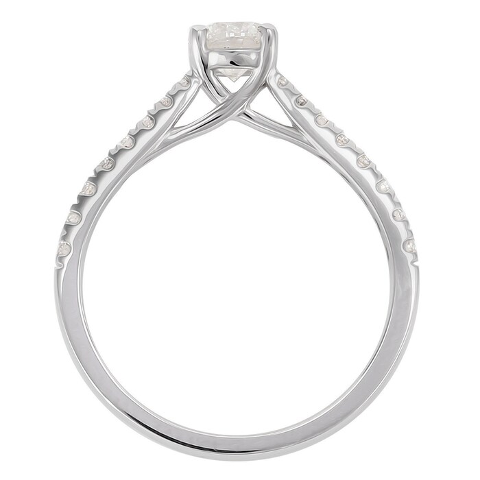 Goldsmiths 18ct White Gold 0.85ct Diamond Solitaire With Diamond Set Shoulders