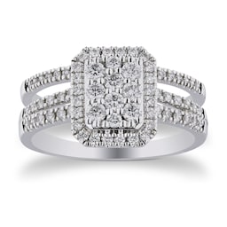 06018379 - 18ct White Gold 0.80cttw Cluster Bridal Set