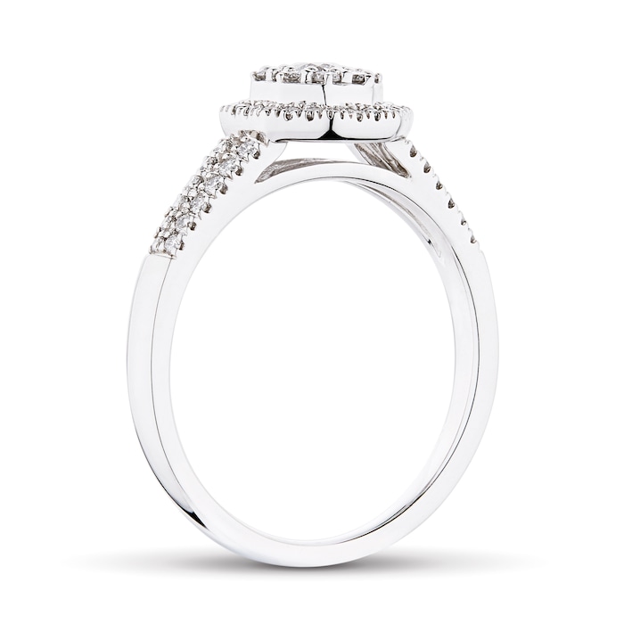 Goldsmiths 18ct White Gold 0.50cttw Hexagon Bridal Set - Ring Size M