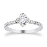 Goldsmiths 9ct White Gold 0.40cttw Diamond Flower Halo Ring - Ring Size L