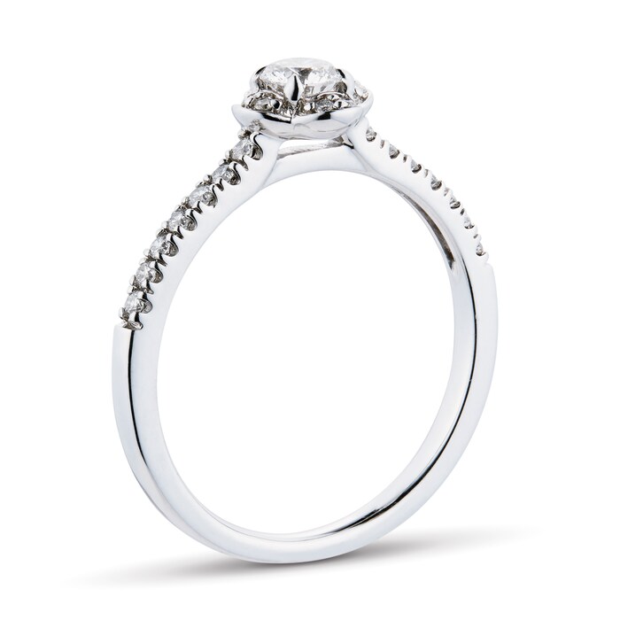 Goldsmiths 9ct White Gold 0.40cttw Diamond Flower Halo Ring - Ring Size P