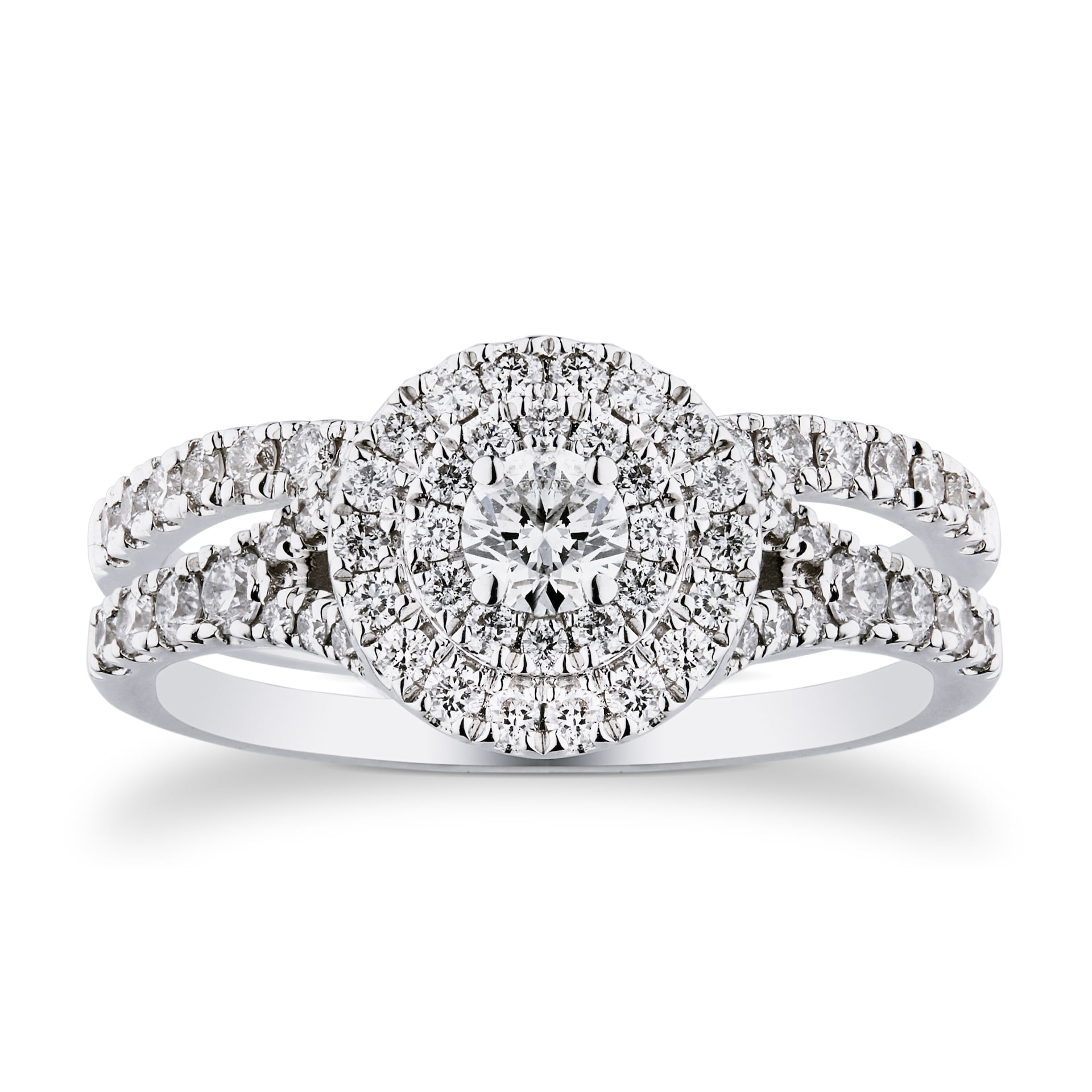 Goldsmiths 18ct White Gold 1.00cttw Round Bridal Set