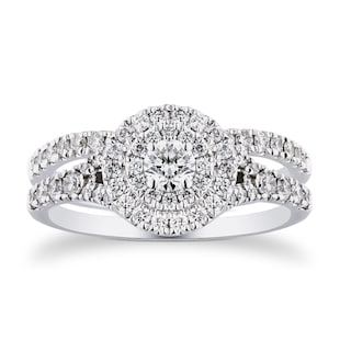 Goldsmiths 18ct White Gold 1.00cttw Round Bridal Set