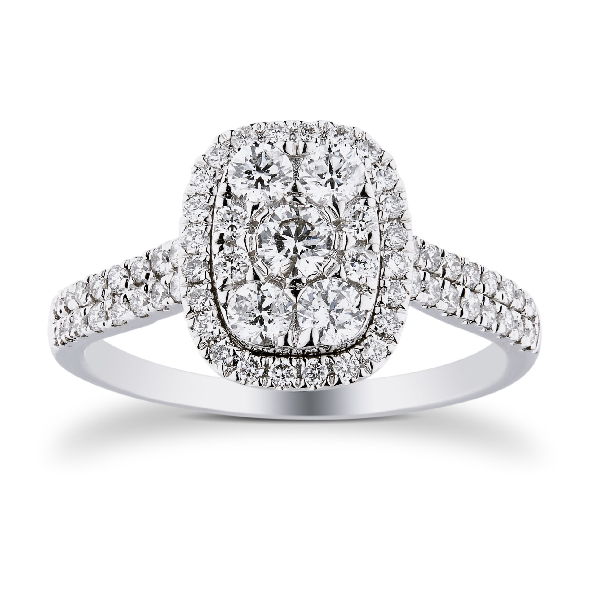 Goldsmiths 18ct White Gold Rectangle 0.75cttw Cluster Ring