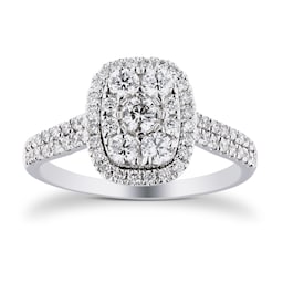 06018386 - 18ct White Gold Rectangle 0.75cttw Cluster Ring
