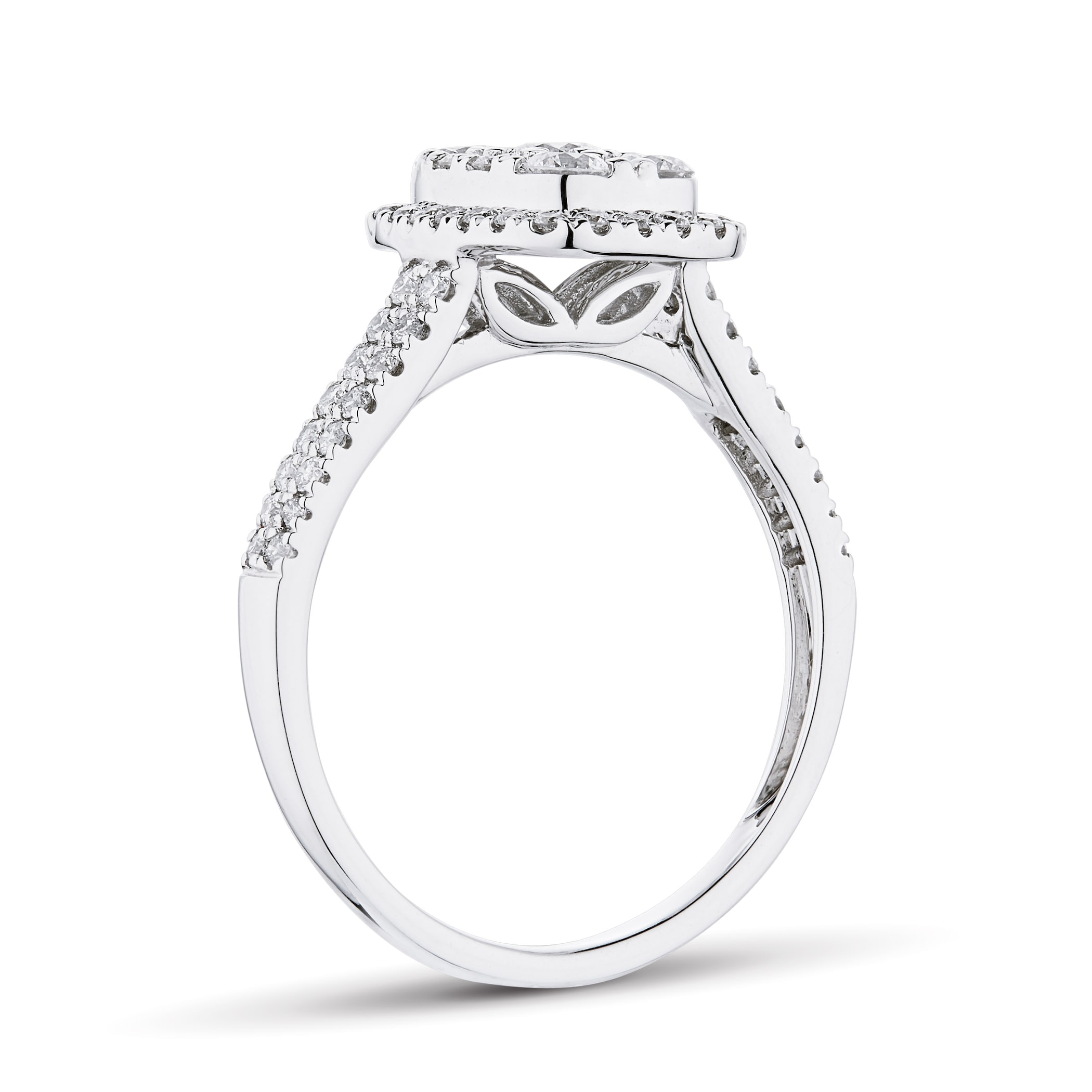 Goldsmiths 18ct White Gold Rectangle 0.75cttw Cluster Ring - Ring Size J