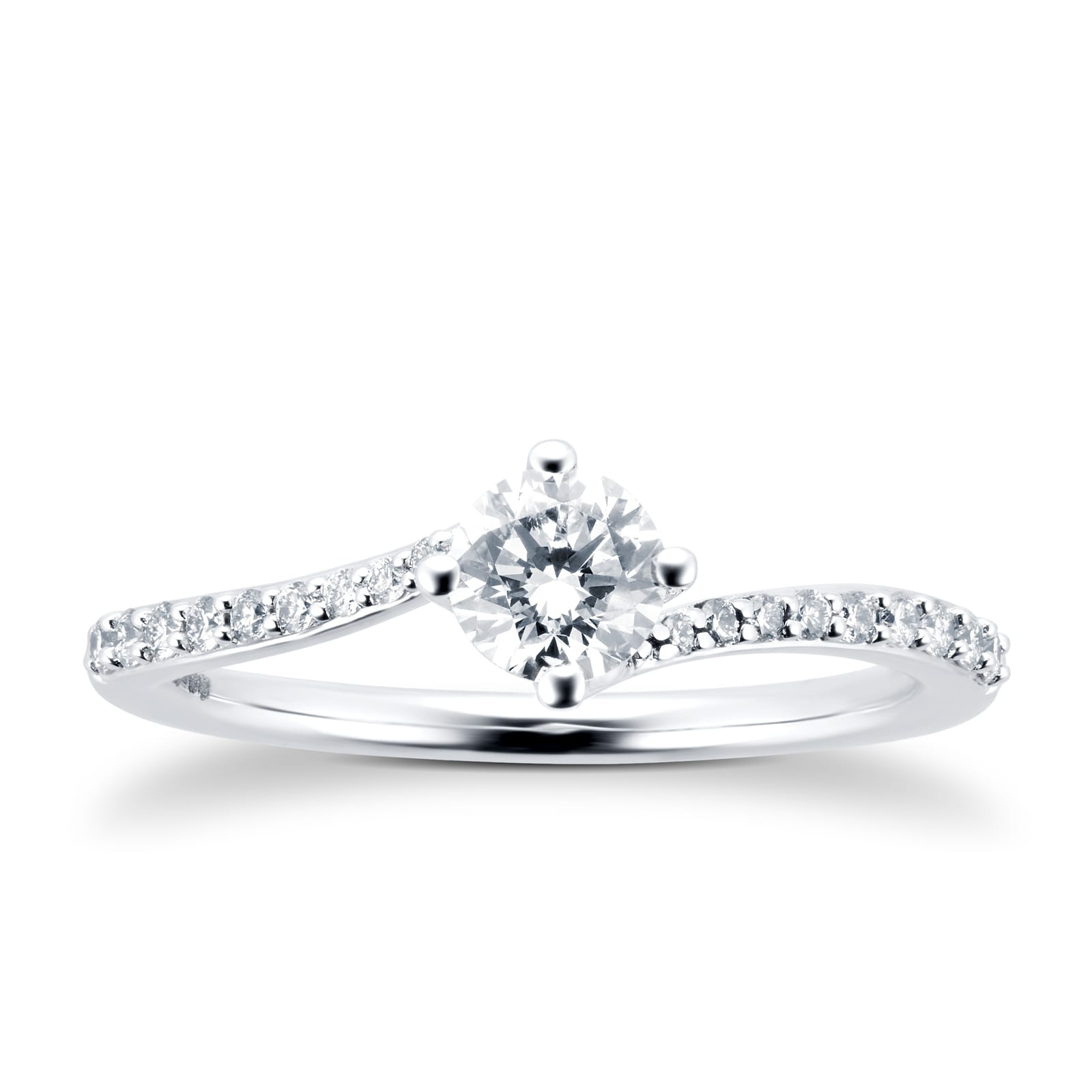 Goldsmiths 9ct White Gold 0.50cttw Diamond Twist Ring - Ring Size J Goldsmiths 9ct White Gold 0.50cttw Diamond Twist Ring - Ring Size J