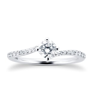 Goldsmiths 9ct White Gold 0.50cttw Diamond Twist Ring
