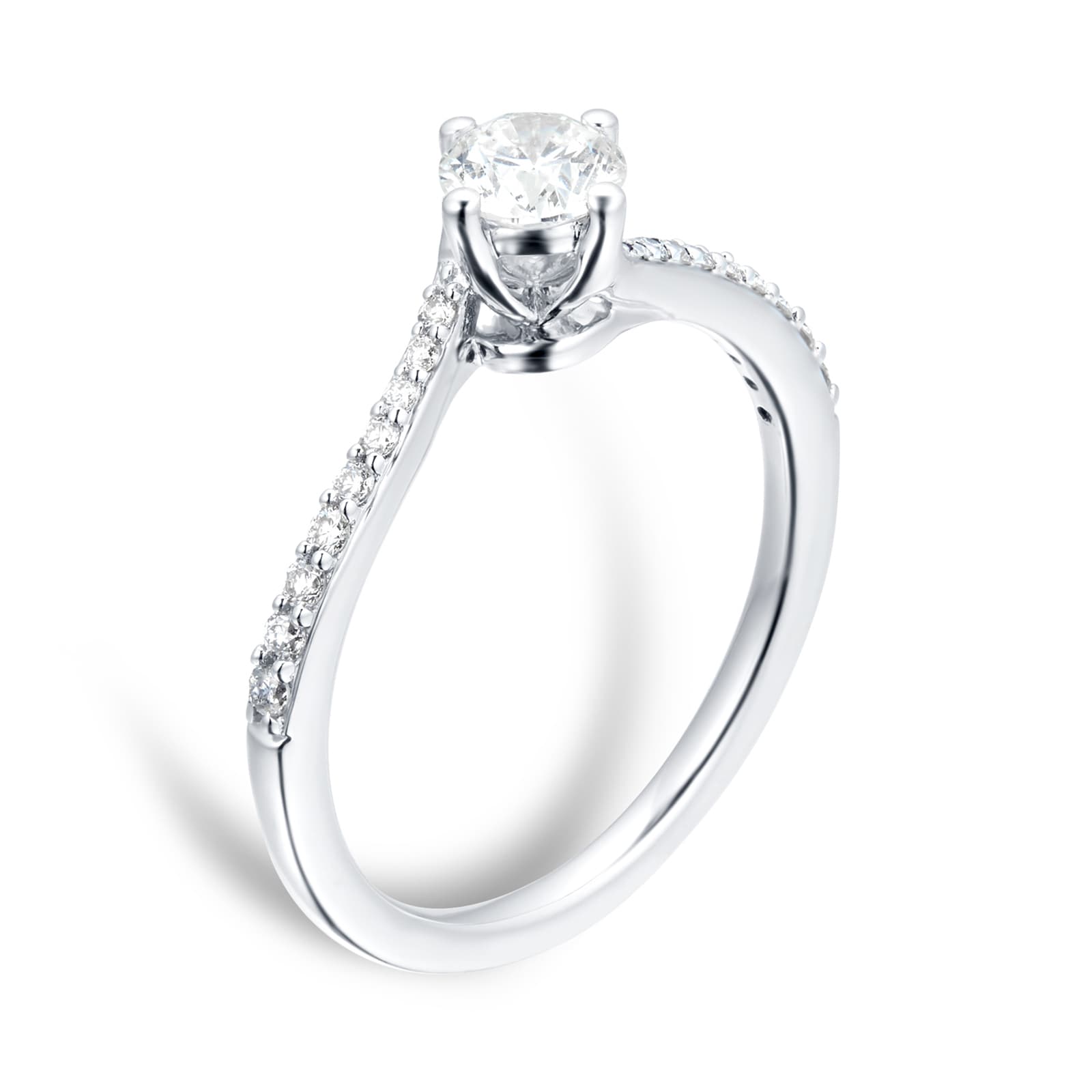 Goldsmiths 9ct White Gold 0.50cttw Diamond Twist Ring - Ring Size J Goldsmiths 9ct White Gold 0.50cttw Diamond Twist Ring - Ring Size J