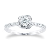 Goldsmiths 9ct White Gold 0.50cttw Diamond Flower Halo Ring - Ring Size J