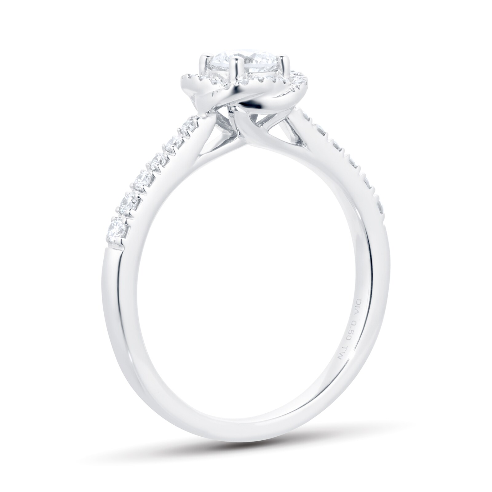 Goldsmiths 9ct White Gold 0.50cttw Diamond Flower Halo Ring - Ring Size N Goldsmiths 9ct White Gold 0.50cttw Diamond Flower Halo Ring - Ring Size N