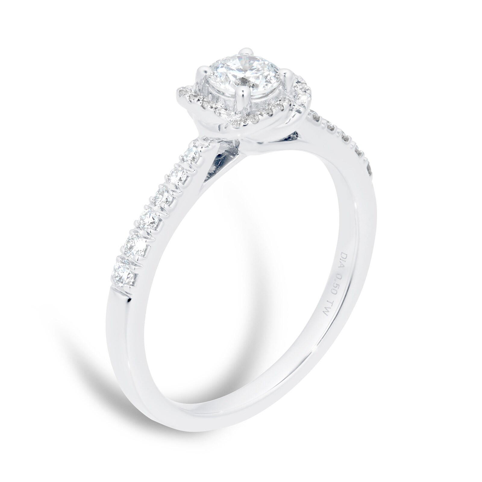 Goldsmiths 9ct White Gold 0.50cttw Diamond Flower Halo Ring - Ring Size N Goldsmiths 9ct White Gold 0.50cttw Diamond Flower Halo Ring - Ring Size N