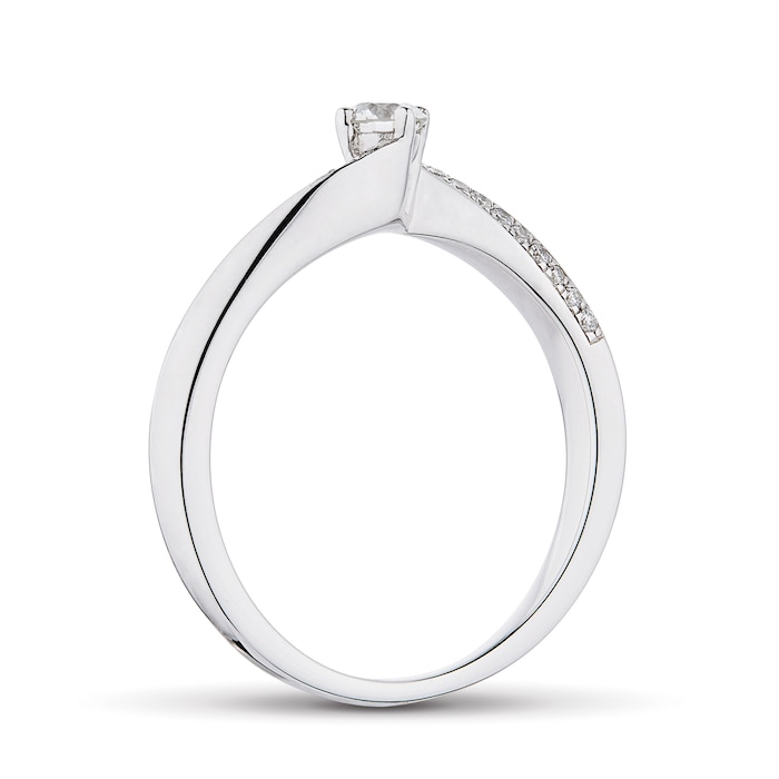 Goldsmiths 9ct White Gold 0.18cttw Diamond Twist Ring - Ring Size M