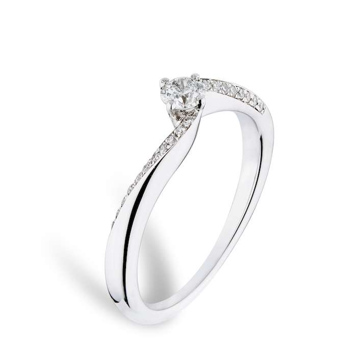 Goldsmiths 9ct White Gold 0.18cttw Diamond Twist Ring - Ring Size K