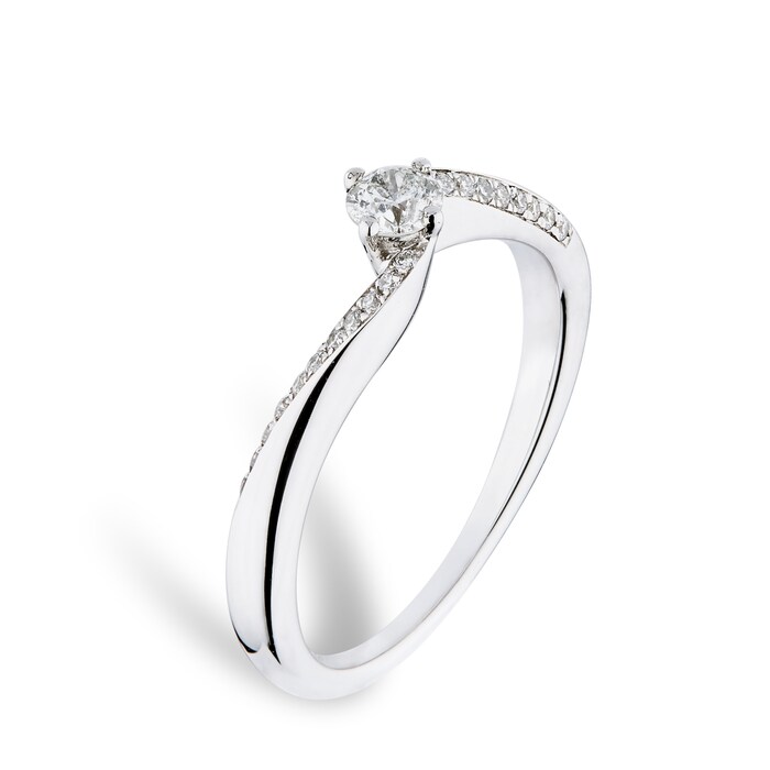 Goldsmiths 9ct White Gold 0.18cttw Diamond Twist Ring