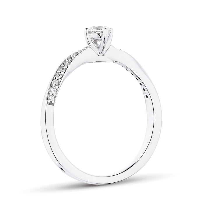 Goldsmiths 9ct White Gold 0.30cttw Diamond Twist Ring - Ring Size L