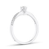 Goldsmiths 9ct White Gold 0.30cttw Diamond Twist Ring - Ring Size P