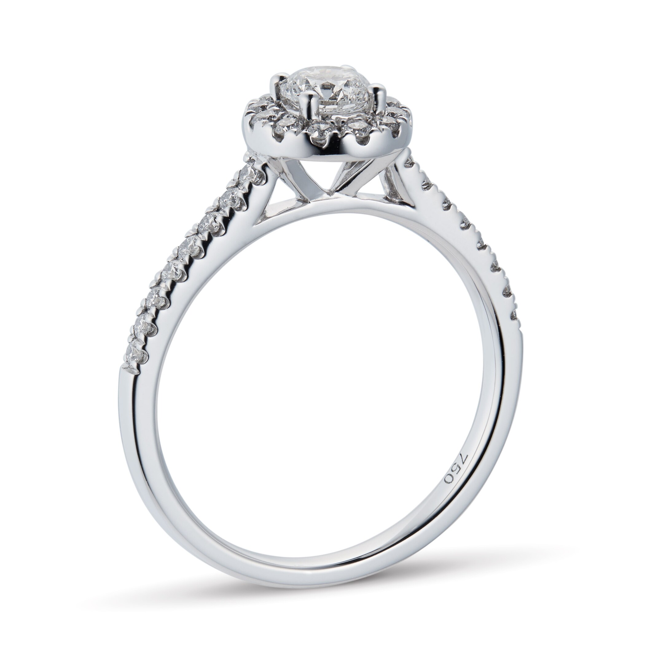 Goldsmiths 18ct White Gold 0.70cttw Diamond Halo Engagement Ring