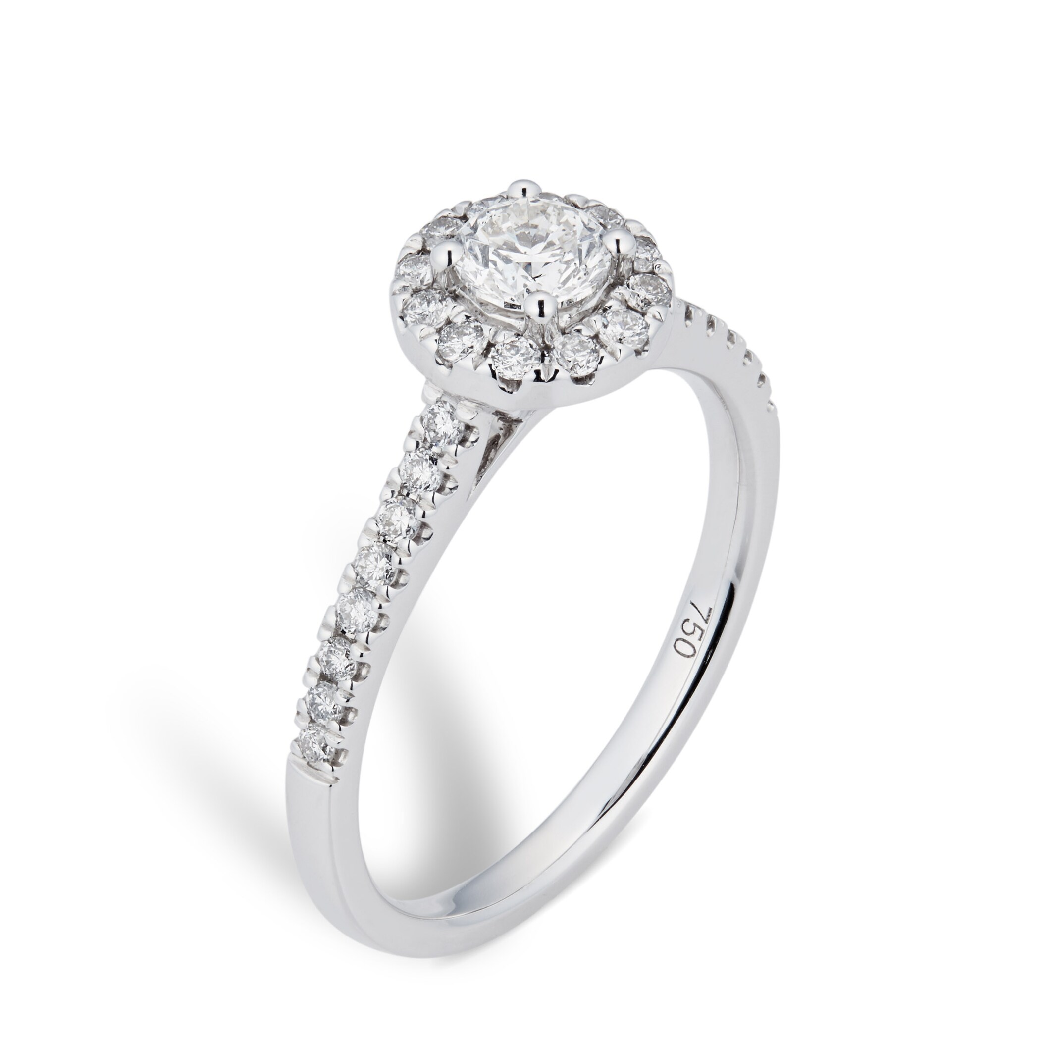 Goldsmiths 18ct White Gold 0.70cttw Diamond Halo Engagement Ring