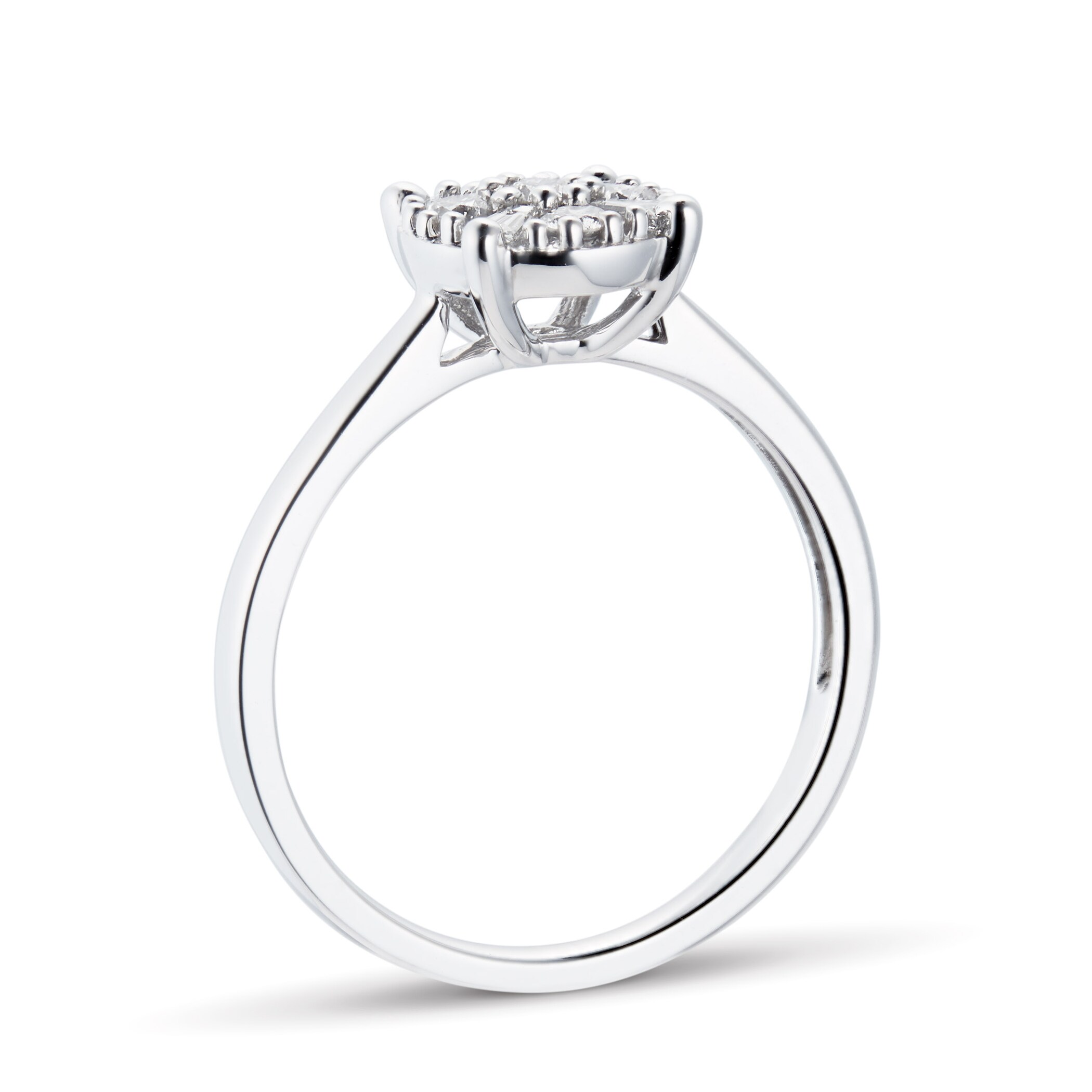 Goldsmiths 18ct White Gold 0.35cttw Round Mixed Stone Cluster Engagement Ring
