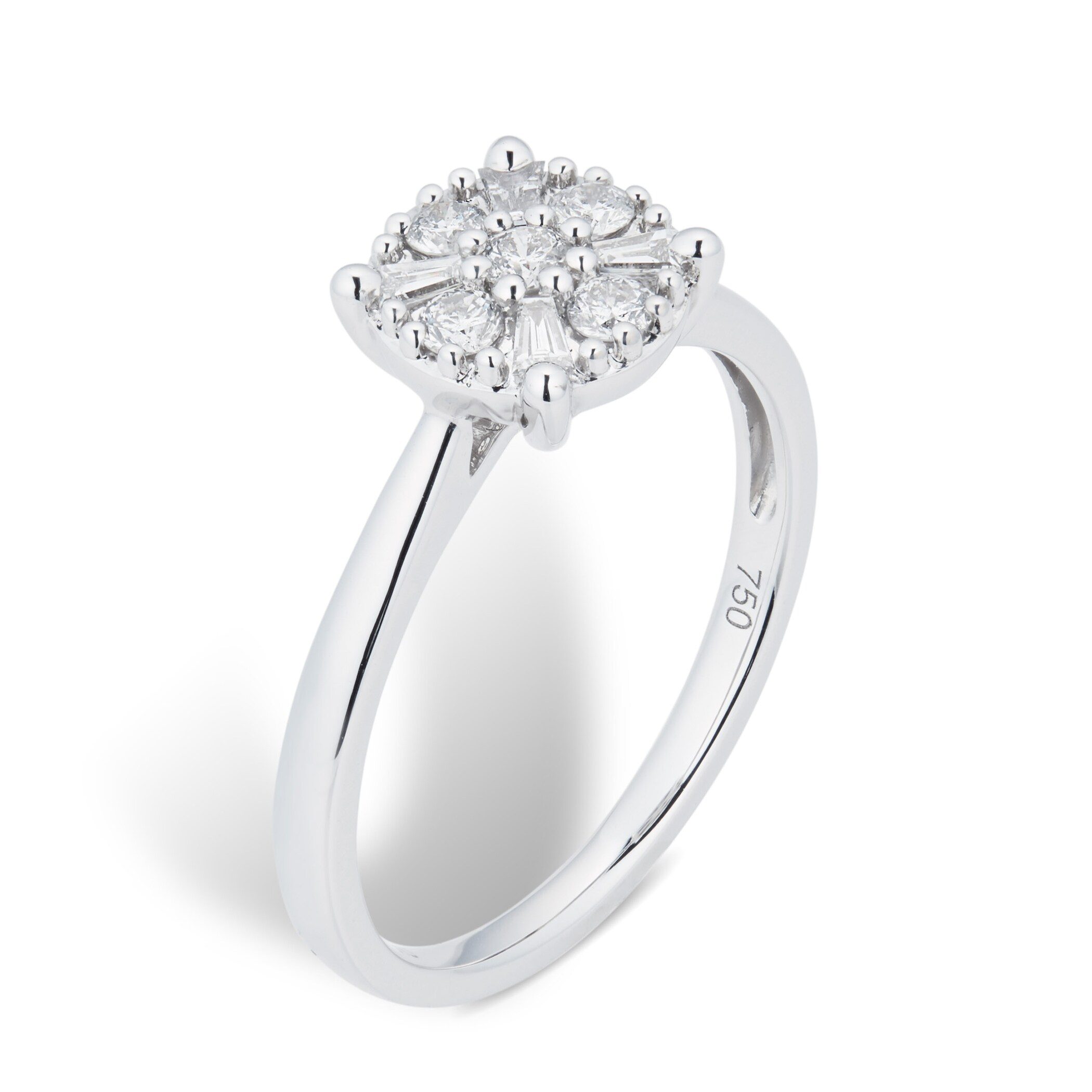 Goldsmiths 18ct White Gold 0.35cttw Round Mixed Stone Cluster Engagement Ring