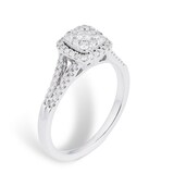 Goldsmiths 18ct White Gold 0.50cttw Multi Stone Halo Diamond Ring