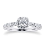 Goldsmiths 18ct White Gold 0.60cttw Diamond Halo Engagement Ring - Ring Size M