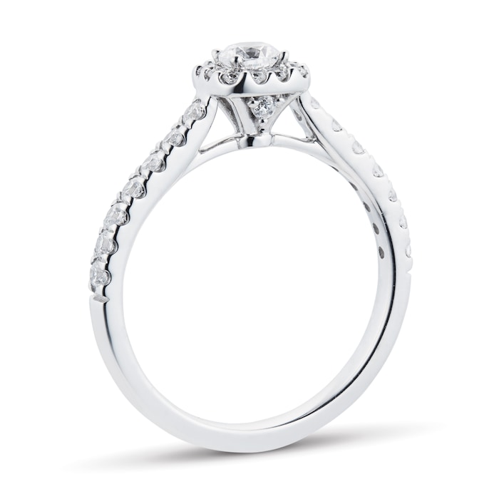 Goldsmiths 18ct White Gold 0.60cttw Diamond Halo Engagement Ring - Ring Size N