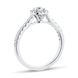 Goldsmiths 18ct White Gold 0.60cttw Diamond Halo Engagement Ring - Ring Size N