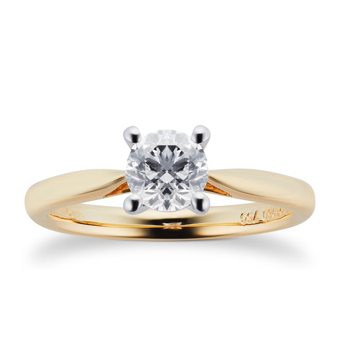 Goldsmiths 18ct Yellow Gold Brilliant Cut 0.70ct Solitaire Diamond Ring - Ring Size Q