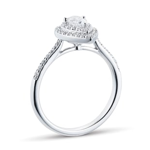 Best Luxury 
18ct White Gold 0.60cttw Diamond Pear Cut Double Halo Ring