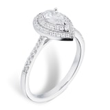 Goldsmiths 18ct White Gold 0.60cttw Diamond Pear Cut Double Halo Ring - Ring Size O