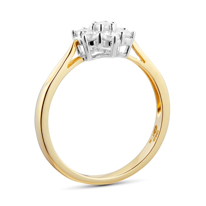 Goldsmiths 9ct Yellow Gold 0.50cttw Diamond Cluster Ring