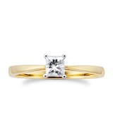 Goldsmiths Princess Cut 0.50 Carat Solitaire Diamond Ring In 18 Carat Yellow Gold