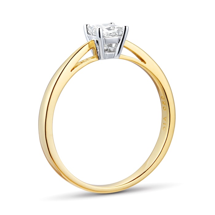 Goldsmiths Princess Cut 0.50 Carat Solitaire Diamond Ring In 18 Carat Yellow Gold