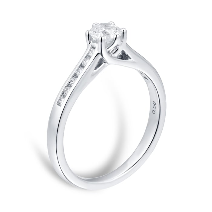 Goldsmiths 18ct White Gold 0.50cttw Diamond 6 Claw Solitaire Ring