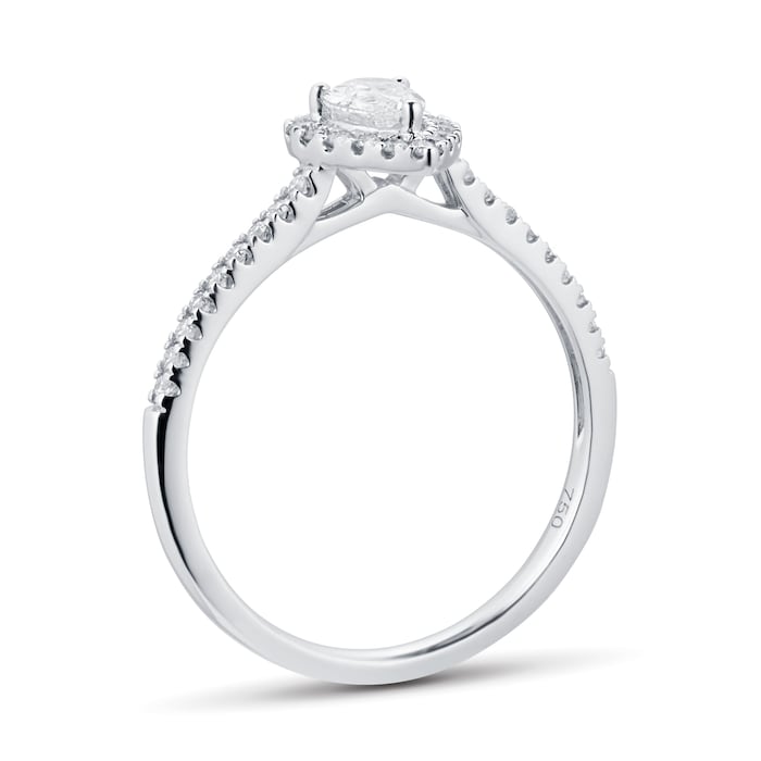 Goldsmiths 18ct White Gold 0.50cttw Diamond Pear Cut Halo Ring