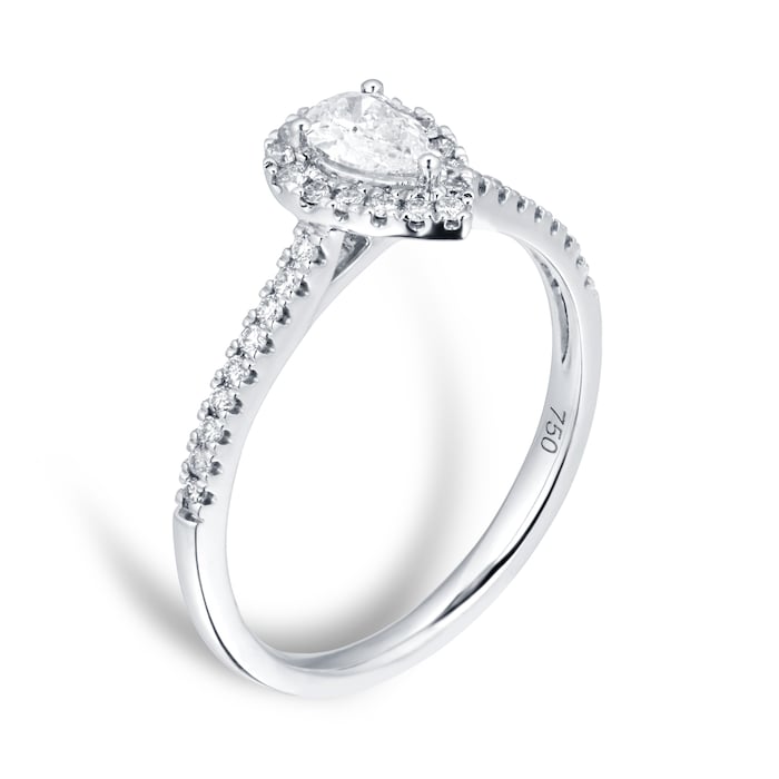 Goldsmiths 18ct White Gold 0.50cttw Diamond Pear Cut Halo Ring