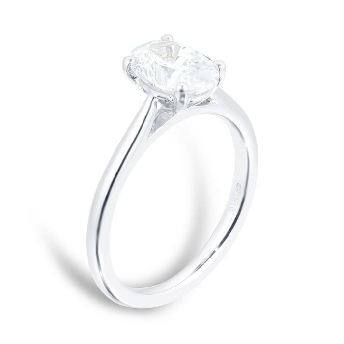 Mappin & Webb Platinum 1.51ct Oval Cut Solitaire Diamond Ring