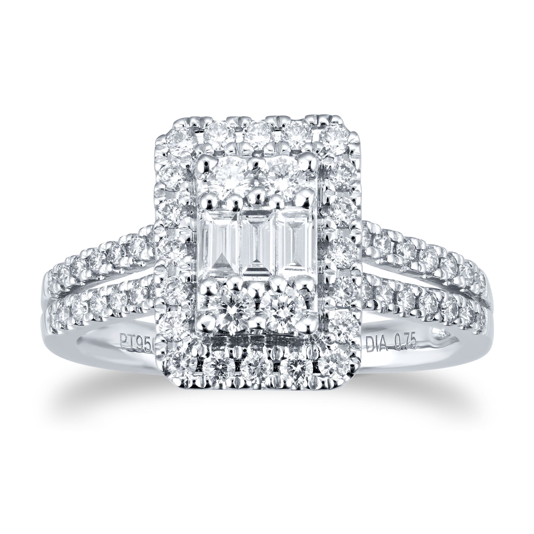 Goldsmiths Platinum 0.75cttw Mixed Cluster Diamond Ring - Ring Size J Goldsmiths Platinum 0.75cttw Mixed Cluster Diamond Ring - Ring Size J