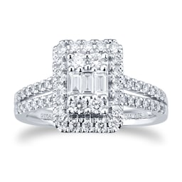 06018464 - Platinum 0.75cttw Mixed Cluster Diamond Ring