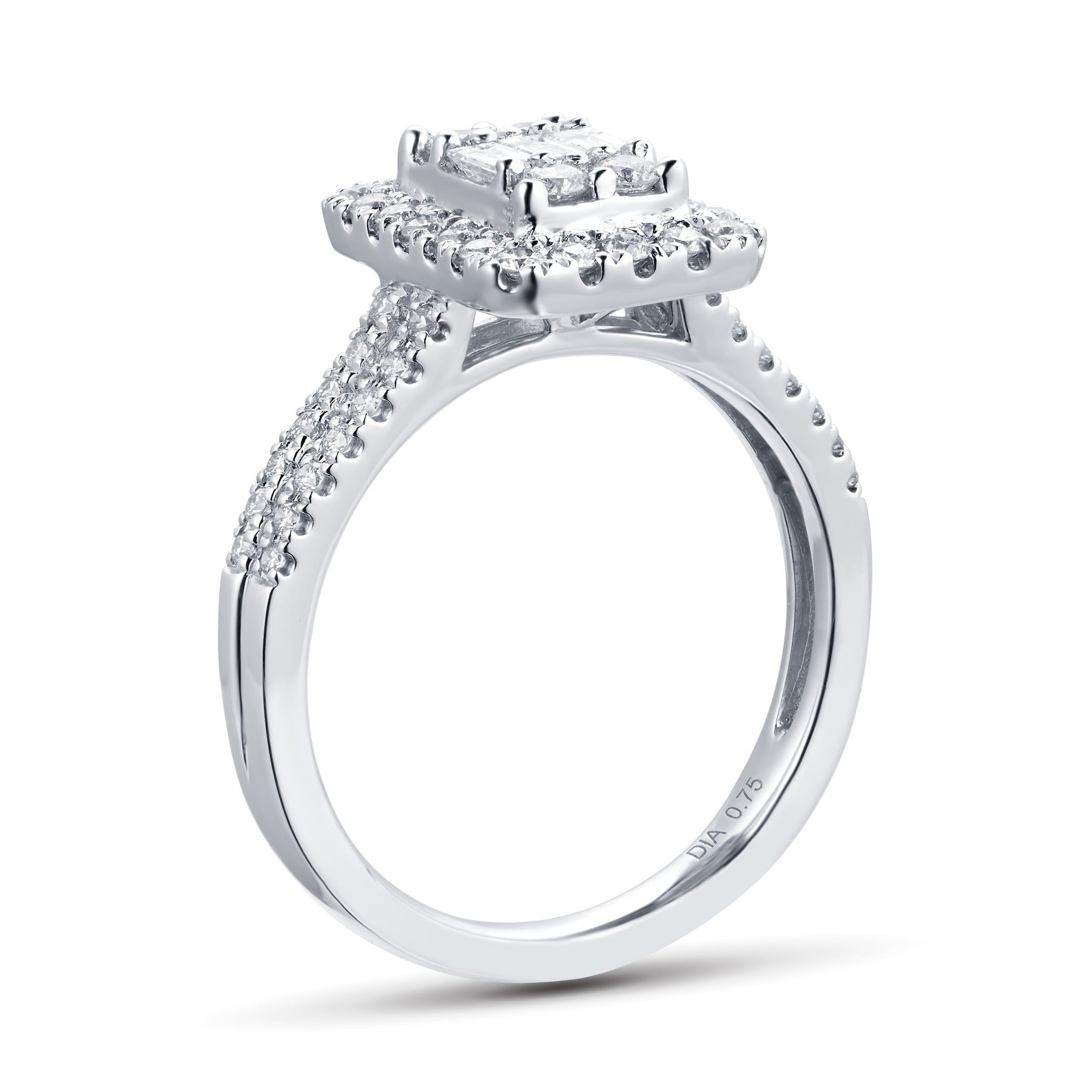 Goldsmiths Platinum 0.75cttw Mixed Cluster Diamond Ring - Ring Size J Goldsmiths Platinum 0.75cttw Mixed Cluster Diamond Ring - Ring Size J
