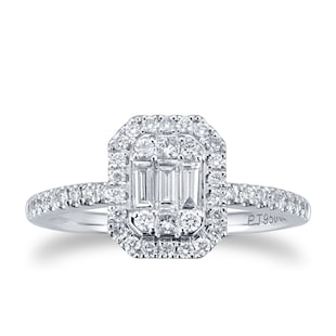 Goldsmiths Platinum 0.50cttw Mixed Cluster Diamond Ring
