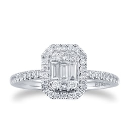 06018465 - Platinum 0.50cttw Mixed Cluster Diamond Ring
